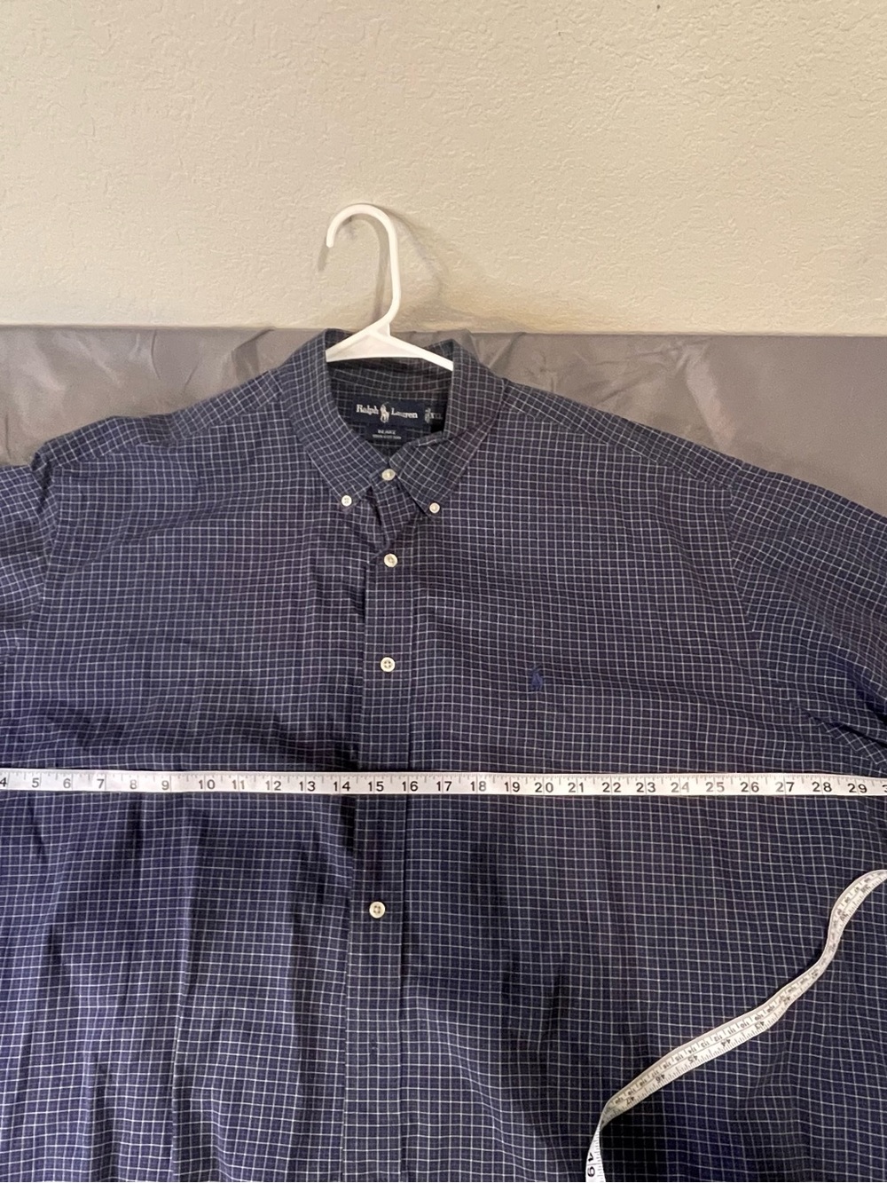 Ralph Lauren Navy and White Checked Button-Down Short Sleeve Shirt - Picture 4 of 6